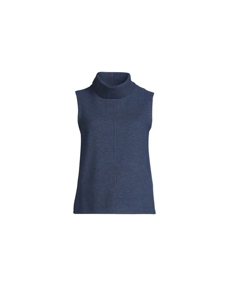 Lands' End Softes ärmelloses Jersey-Rollkragenshirt, Damen, Größe regular, Blau, Baumwolle/Polyester/Baumwoll-Mischung, by Blau