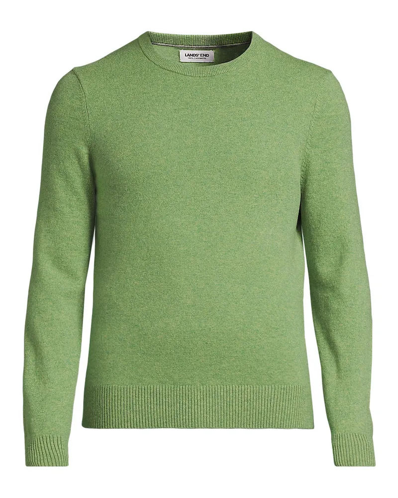 Lands' End Kaschmirpullover mit rundem Ausschnitt, Herren, Größe regular, Grün, Kaschmir, by Grün