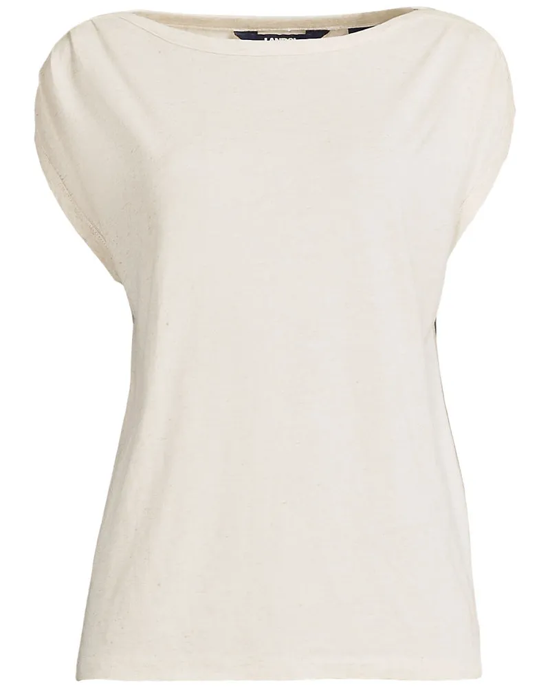 Lands' End Shirt aus Leinenmix mit U-Boot-Ausschnitt, Damen, Größe regular, Beige, Leinen/Viskose, by Beige