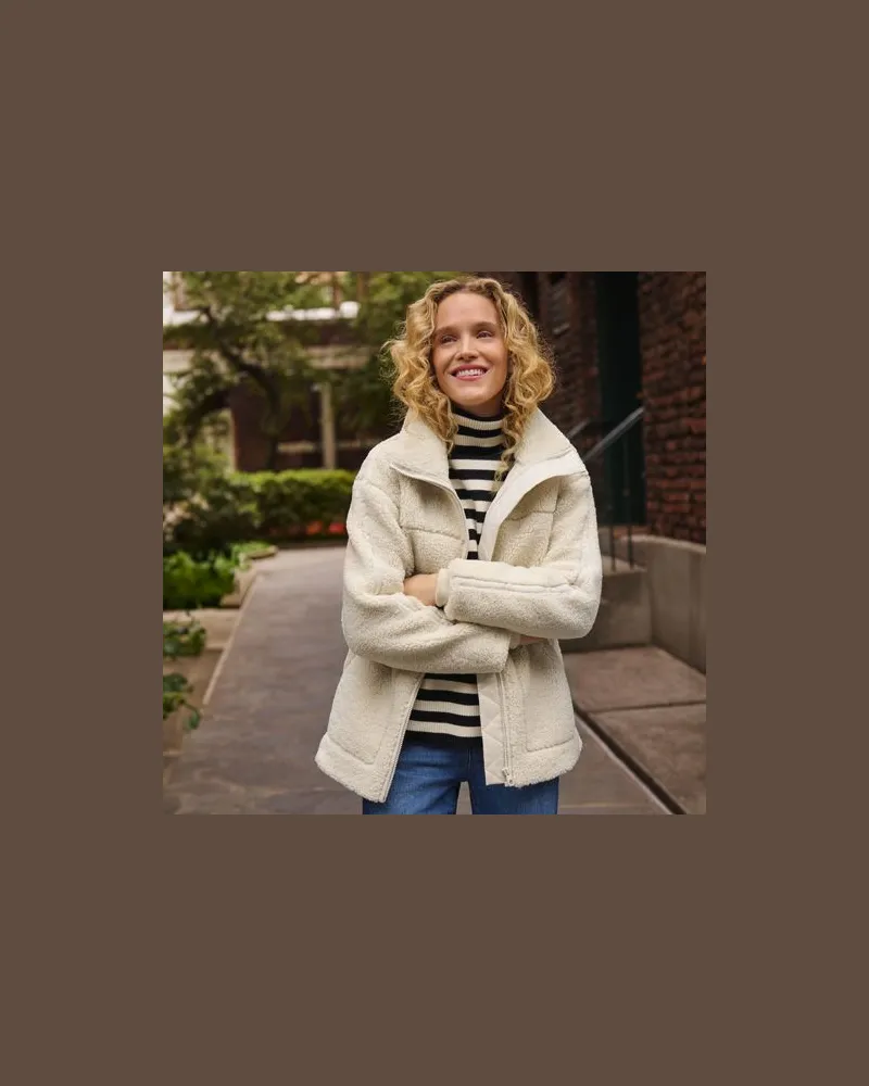 Lands' End Teddyjacke, Damen, Größe:44-46 regular, Weiß, Polyester, by Weiß