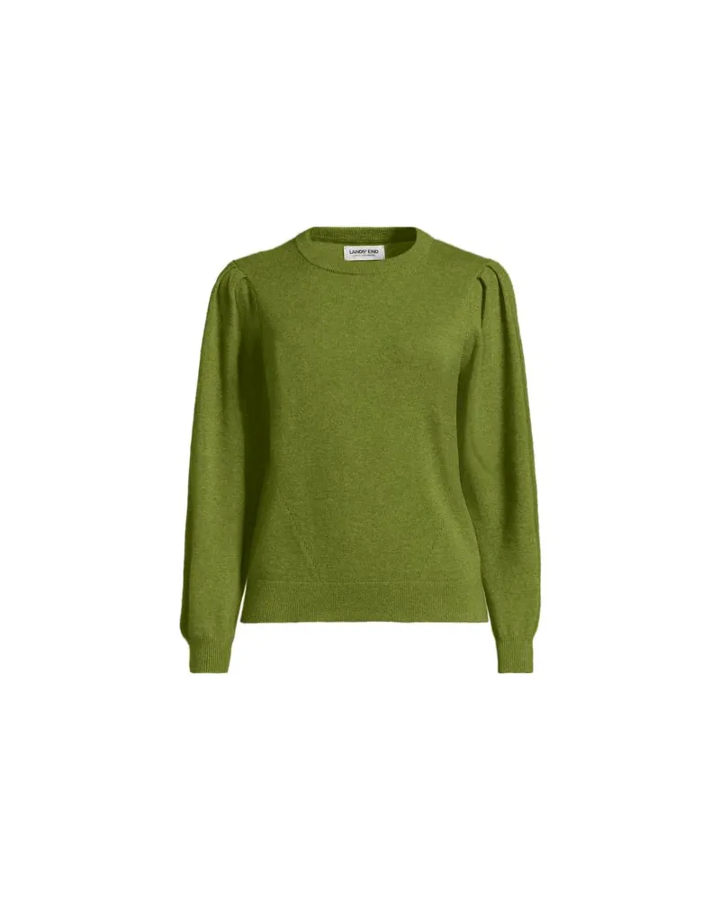 Lands' End Kaschmirpullover mit Puffärmeln, Damen, Größe:40-42 regular, Grün, Kaschmir, by Grün