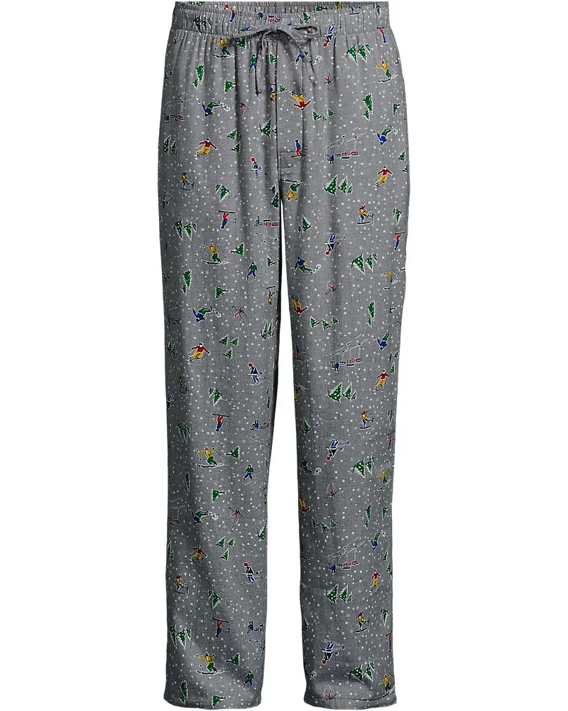 Lands' End Flanell-Pyjamahose, Herren, Größe regular, Grau, Baumwolle, by Grau