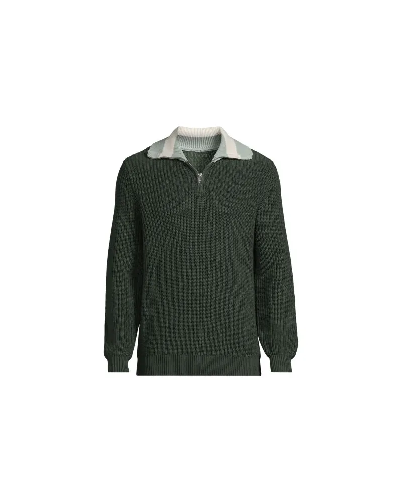 Lands' End Baumwoll-Pullover mit Colorblock-Kragen DRIFTER, Herren, Größe:48-50 regular, Beige, Baumwolle, by Beige