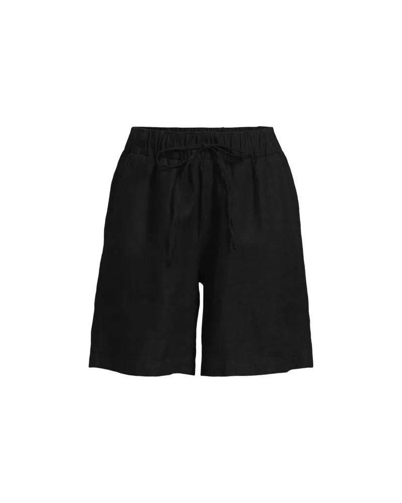 Lands' End Leinen-Schlupfshorts, Damen, Größe regular, Schwarz, Leinen, by Schwarz