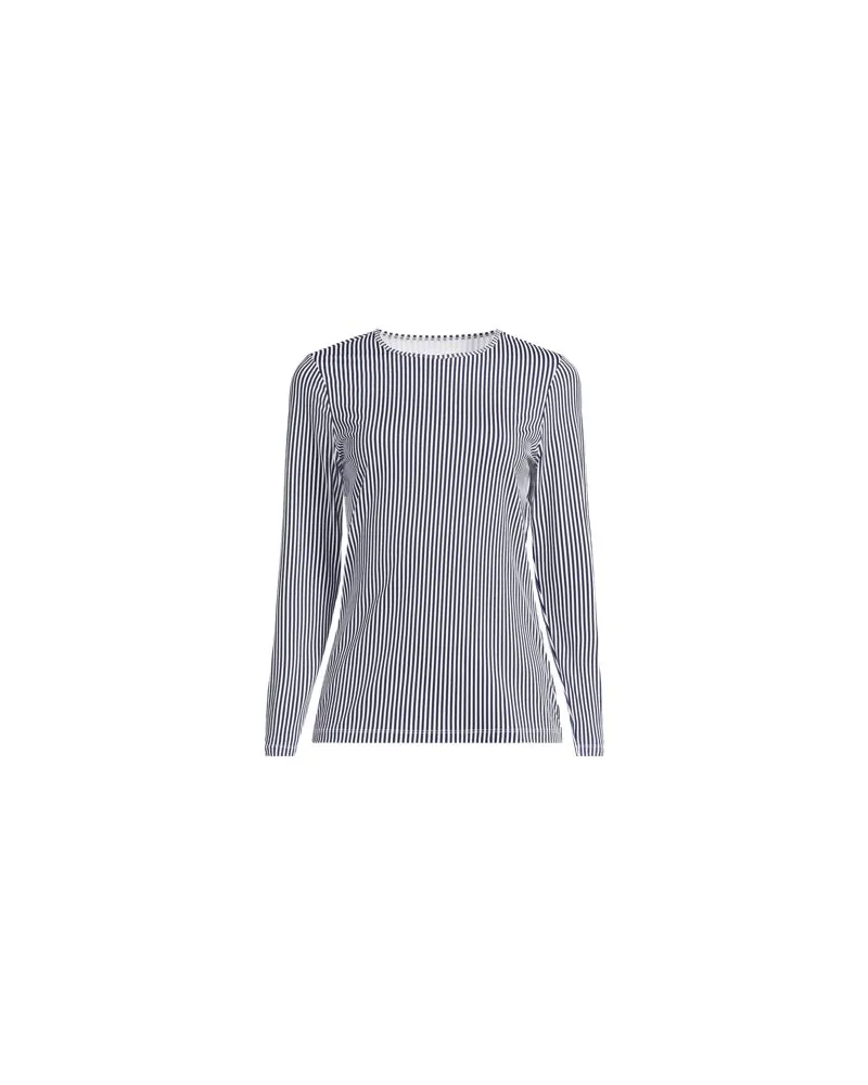 Lands' End Schnelltrocknendes UPF 50 Sonnenschutz-Badeshirt, Damen, Größe regular, Blau, Nylon-Mischung, by Blau