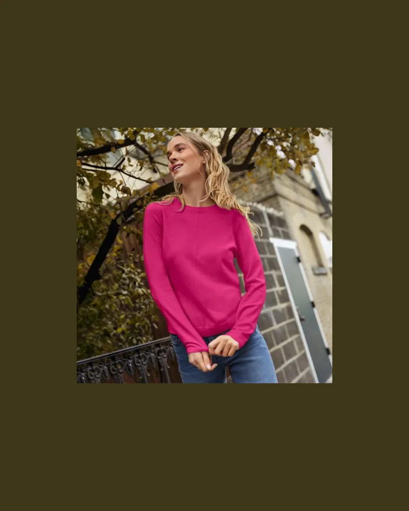 Lands' End Merino-Pullover, Damen, Größe regular, Pink, Wolle, by Pink