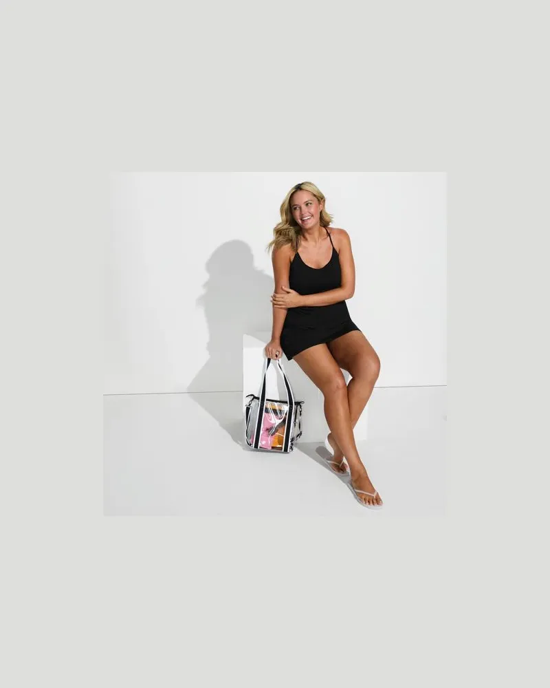 Lands' End Komfort-Tankinitop mit gekreuzten Trägern, Damen, Größe plus, Schwarz, by Schwarz