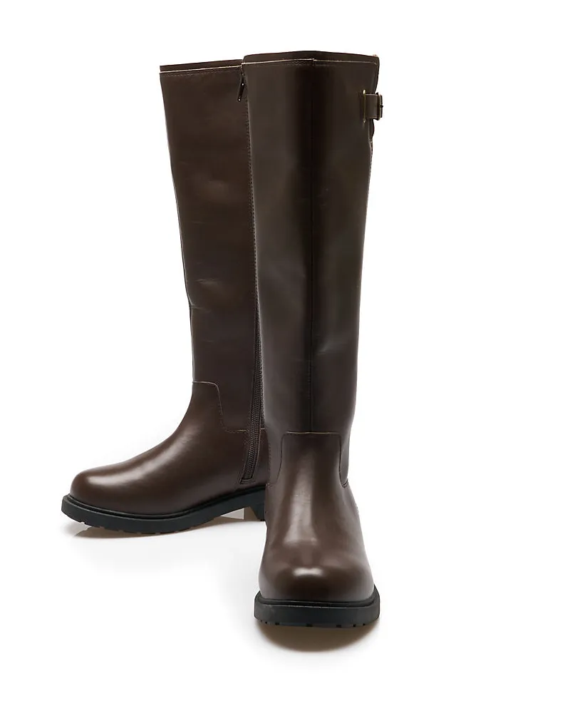 Lands' End Leder-Reitstiefel, Damen, Größe regular, Braun, Leder, by Braun