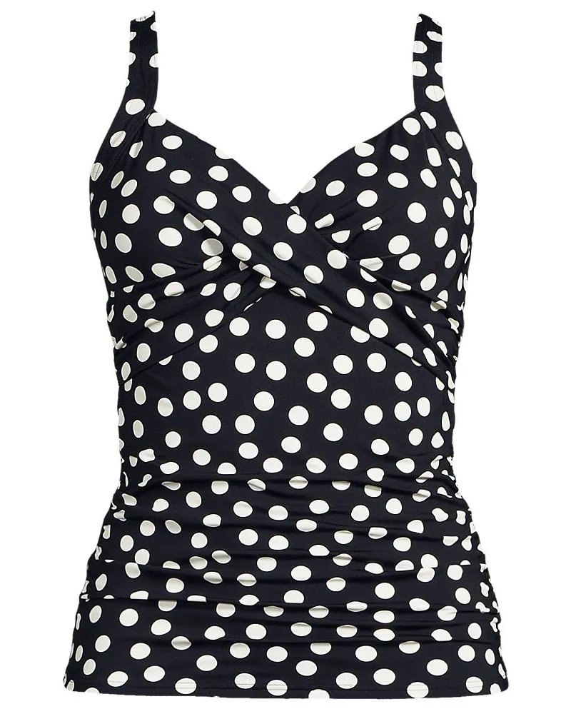 Lands' End Tankinitop CHLORRESISTENT mit V-Ausschnitt in F-Cup, Damen, Größe regular, Schwarz, Nylon-Mischung, by Schwarz