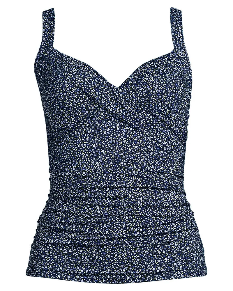 Lands' End Tankinitop CHLORRESISTENT mit V-Ausschnitt, Damen, Größe plus, Blau, Nylon-Mischung, by Blau