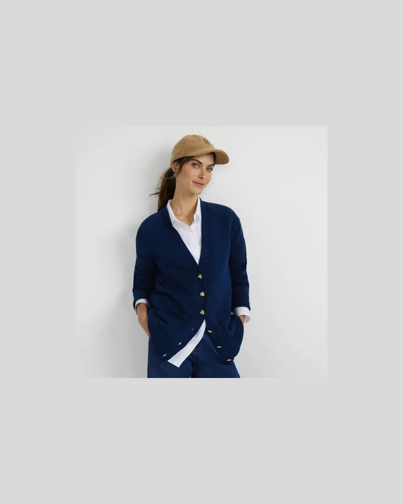 Lands' End Relaxter V-Cardigan DRIFTER, Damen, Größe:32-34 regular, Blau, Baumwolle, by Blau