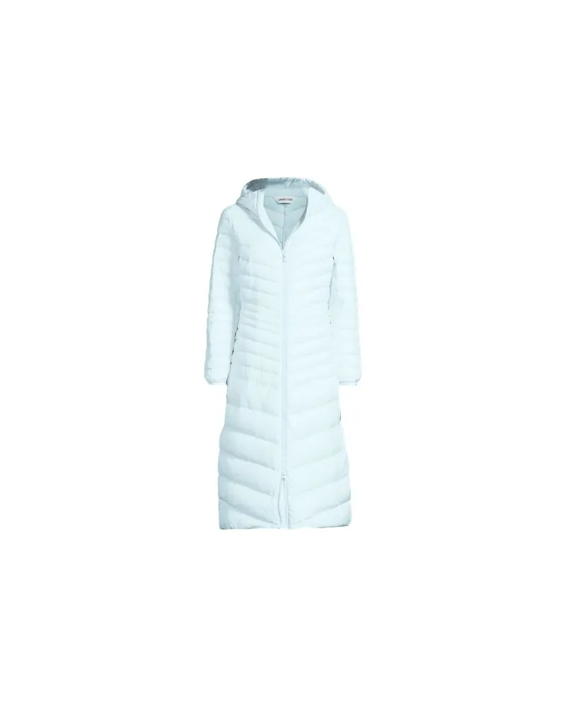 Lands' End Ultraleichter Maxi-Daunenmantel mit Kapuze WANDERWEIGHT, Damen, Größe regular, Blau, Nylon/Daunen, by Blau