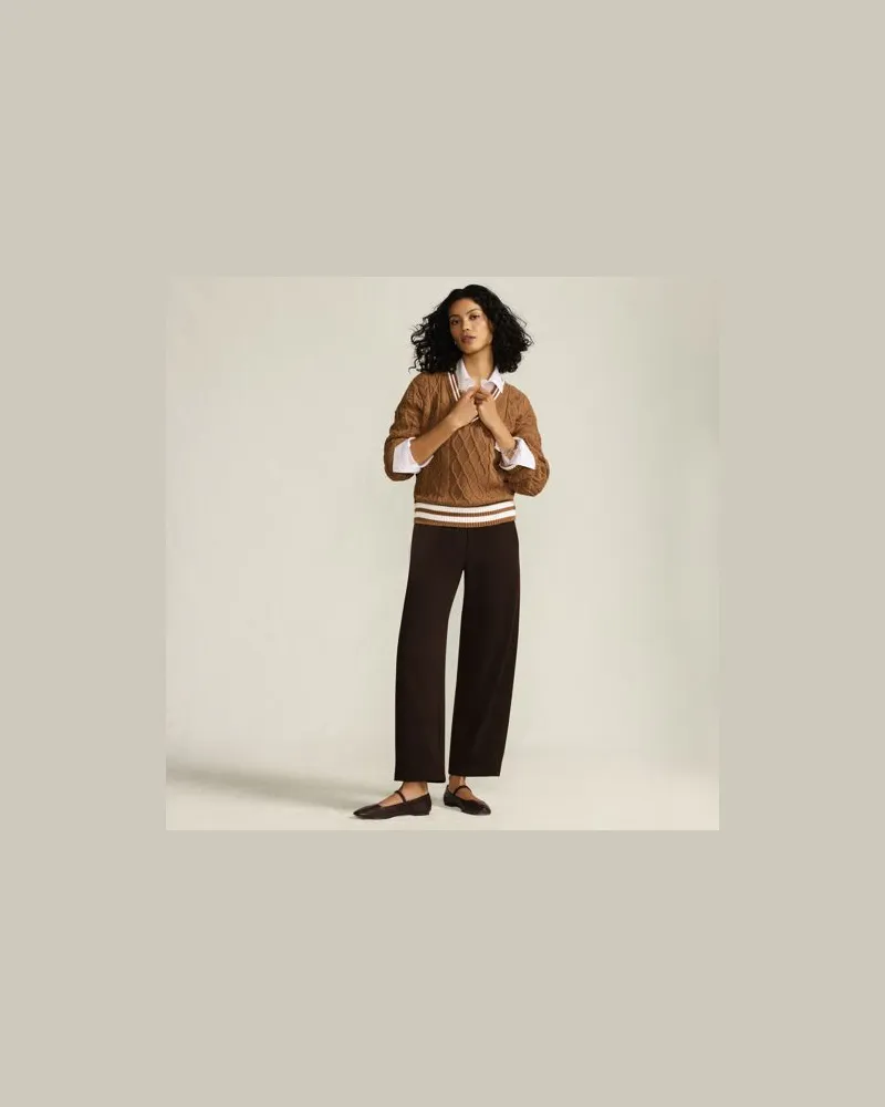 Lands' End Sport Knit Barrel-Hose High Waist, Damen, Größe regular, Braun, Baumwolle, by Braun