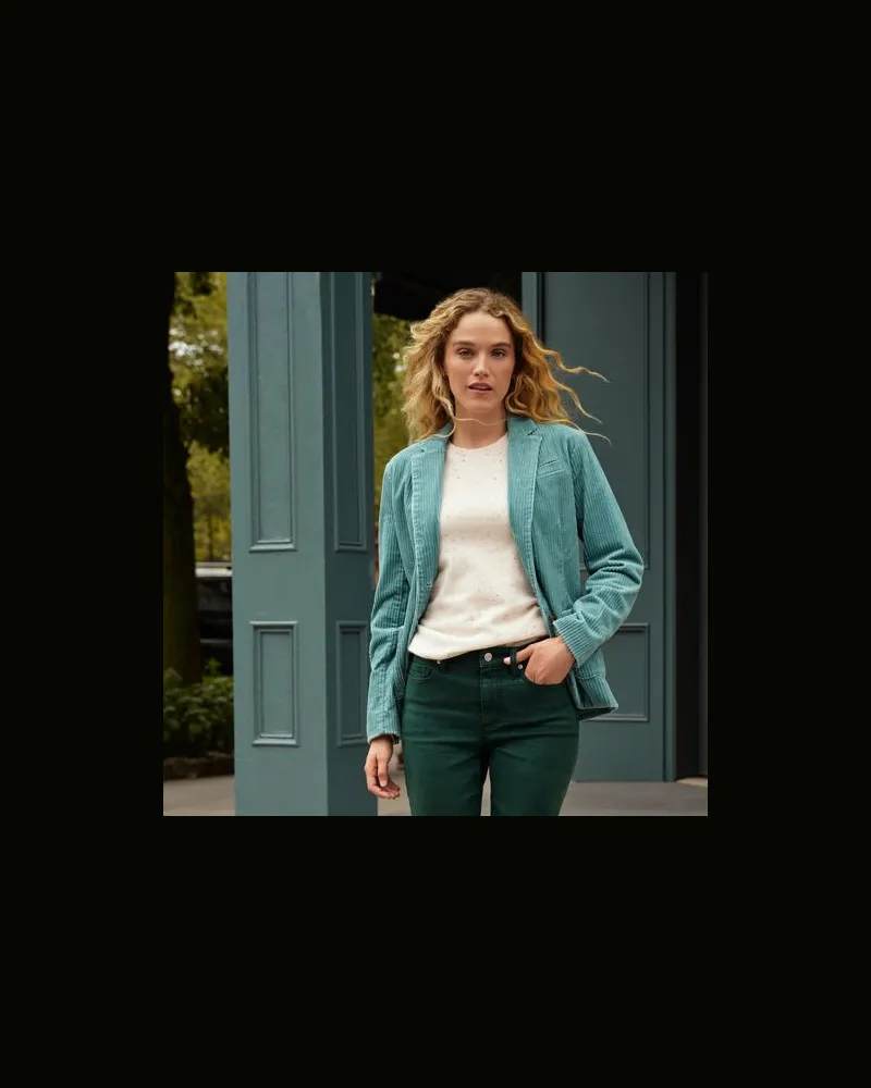 Lands' End Breitcord-Blazer, Damen, Größe regular, Blau, Baumwolle, by Blau