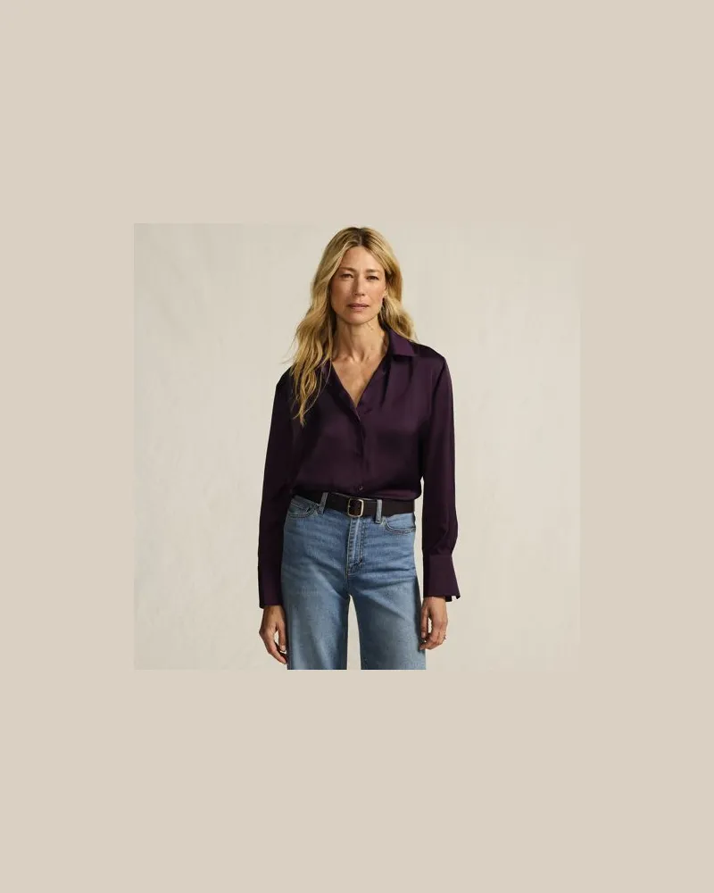 Lands' End Satinbluse, Damen, Größe regular, Lila, Polyester, by Lila