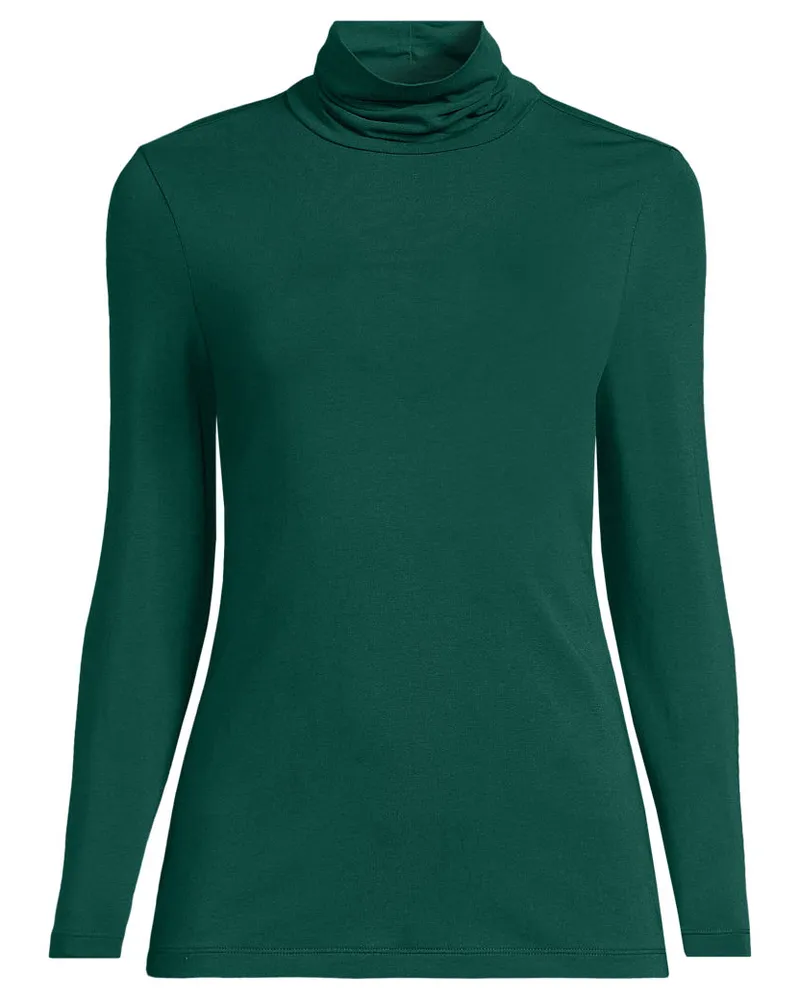 Lands' End Rollkragenshirt aus Baumwoll/Modalmix, Damen, Größe plus, Grün, Baumwolle/Elasthan/Baumwolle Modal, by Grün