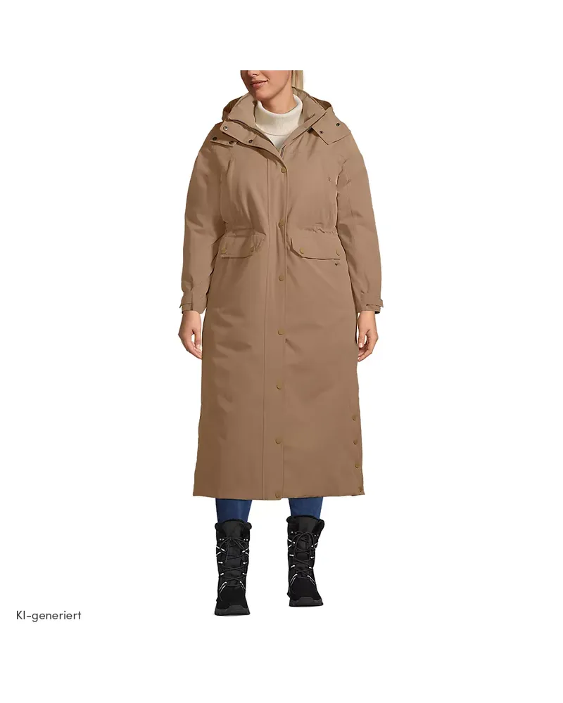 Lands' End Maxi-Daunenmantel EXPEDITION, Damen, Größe plus, Beige, Polyester/Daunen, by Beige