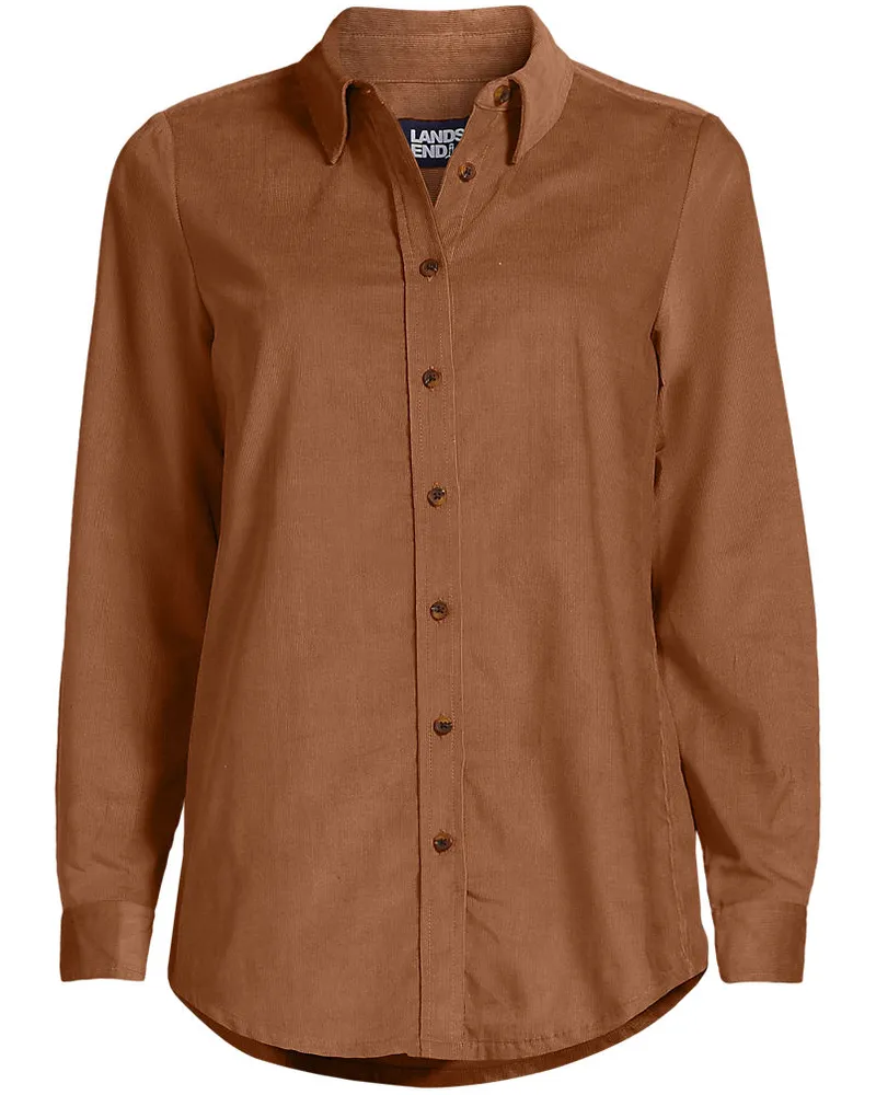 Lands' End Feincord-Hemdbluse, Damen, Größe petite, Orange, Baumwolle, by Orange