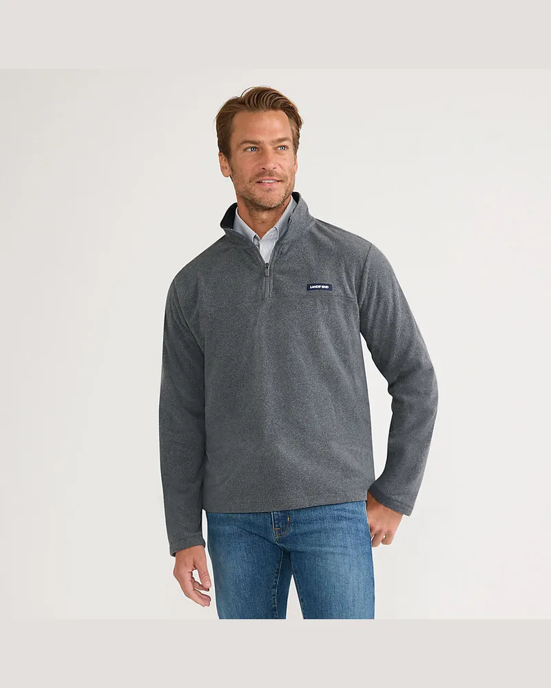 Lands' End Anyweather Fleece-Pullover mit Reißverschluss, Herren, Größe regular, Schwarz, Polyester, by Schwarz