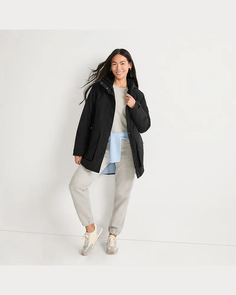 Lands' End Wasserdichter Parka SQUALL, Damen, Größe regular, Schwarz, Nylon, by Schwarz