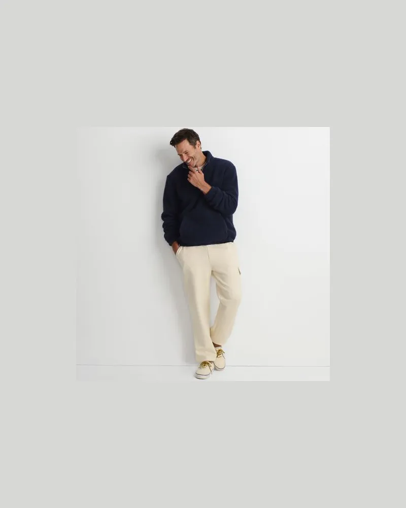 Lands' End Sherpa-Fleece-Pullover mit Zipper, Herren, Größe:56-58 regular, Blau, Polyester, by Blau