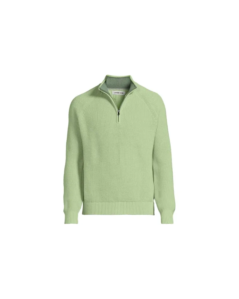 Lands' End DRIFTER Pullover mit Reißverschluss, Herren, Größe:60 regular, Grün, Baumwolle, by Grün