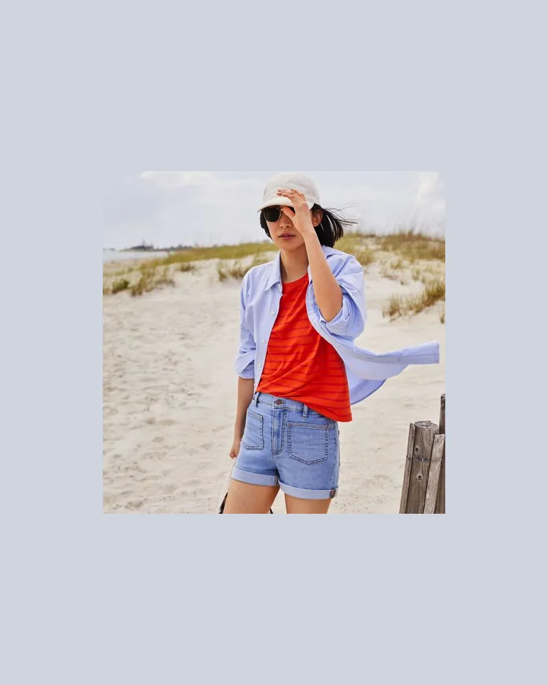 Lands' End Supima Kurzarm-Shirt mit rundem Ausschnitt, Damen, Größe:32-34 petite, Orange, Baumwolle, by Orange