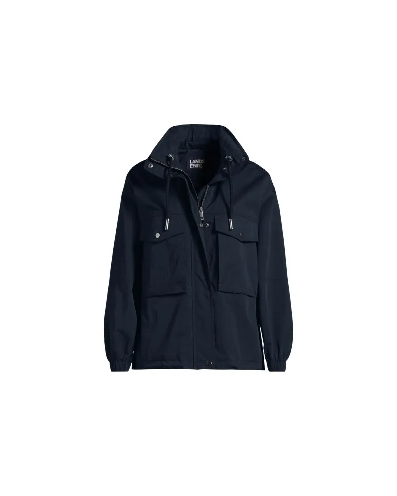 Lands' End Wasserabweisende Soft Touch Baumwoll-Jacke, Damen, Größe:44-46 regular, Blau, Baumwolle/Nylon, by Blau