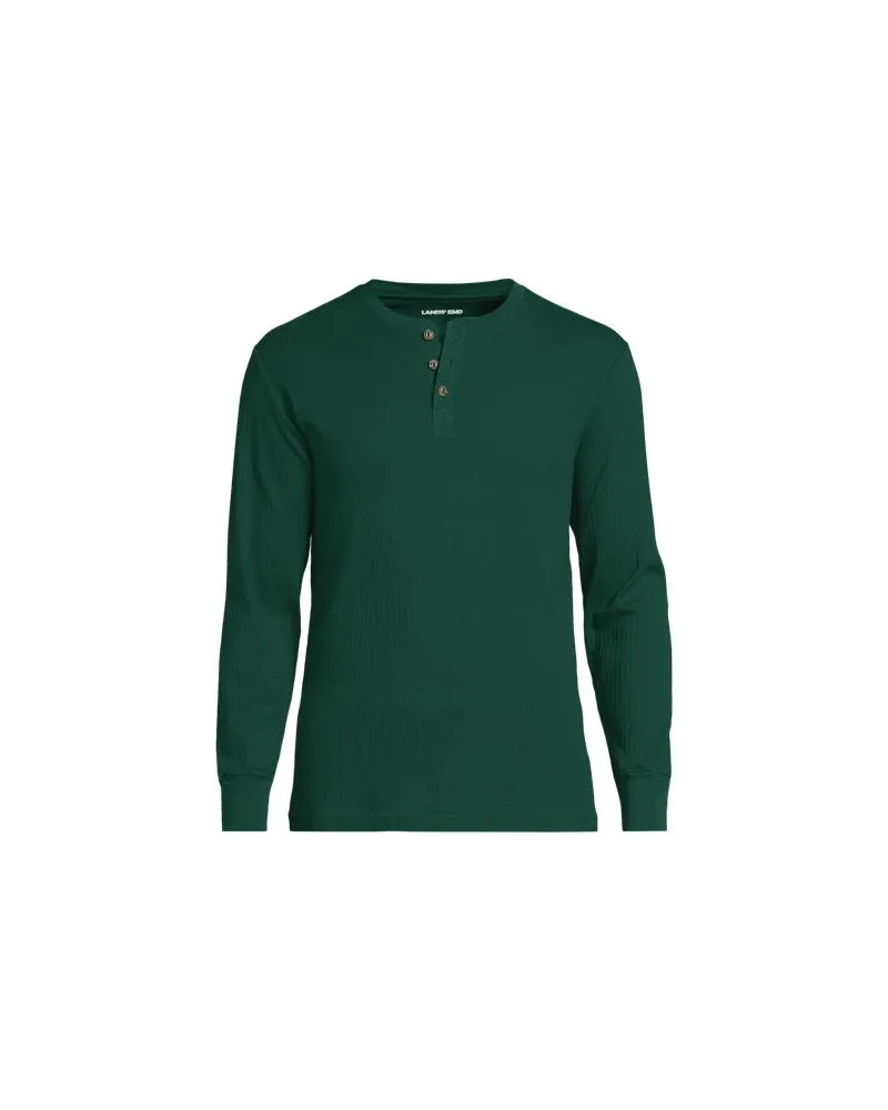 Lands' End Henley-Schlafshirt, Herren, Größe regular, Grün, Baumwolle, by Grün
