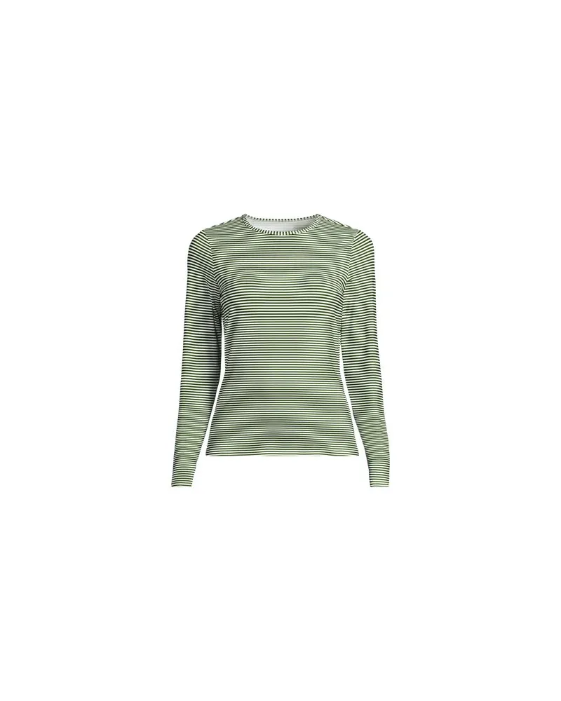 Lands' End Schnelltrocknendes UPF 50 Sonnenschutz-Badeshirt, Damen, Größe regular, Grün, Nylon-Mischung, by Grün
