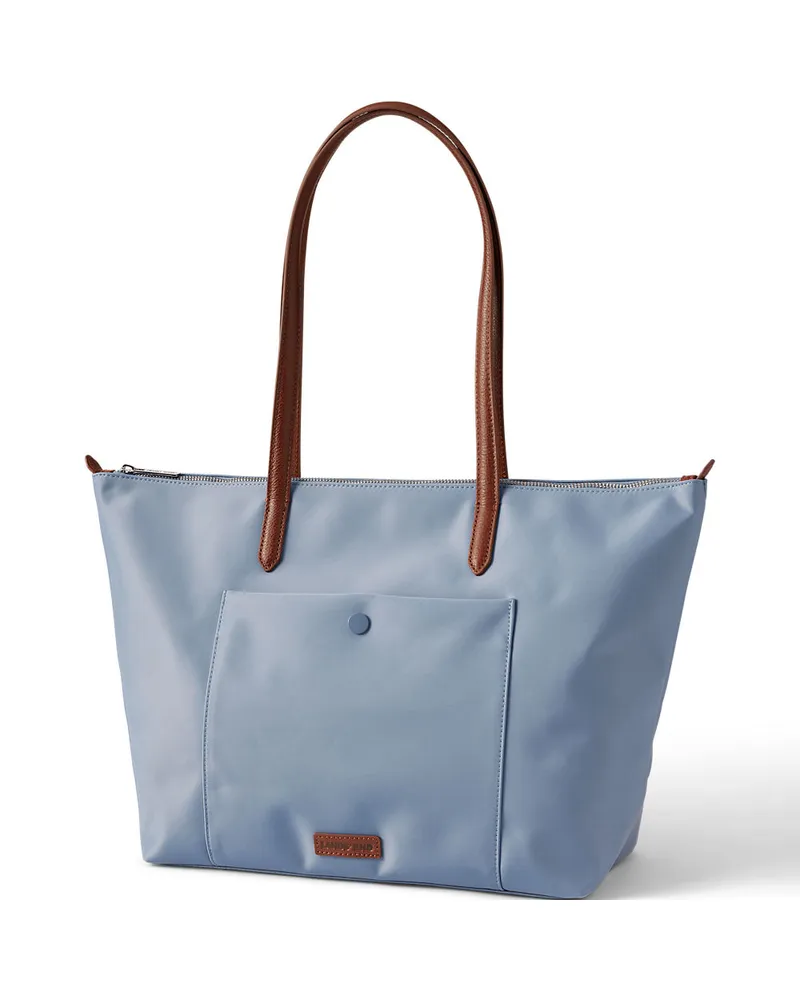 Lands' End Wasserabweisende, verstaubare Shoppertasche, Damen, Größe:null regular, Blau, Nylon/Leder, by Blau
