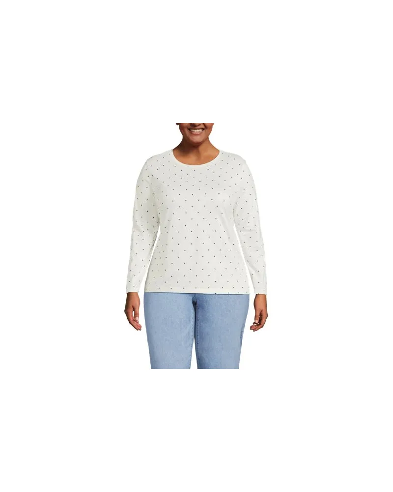 Lands' End Supima-Shirt, Langarm, Damen, Größe plus, Weiß, Baumwolle, by Weiß