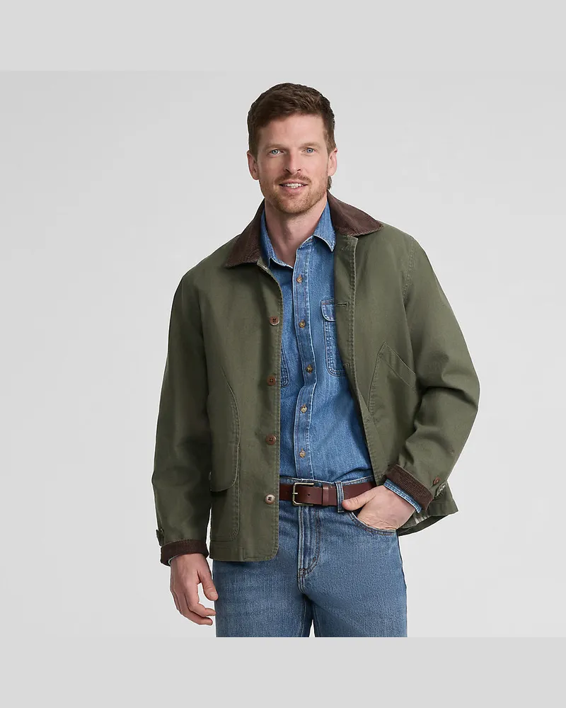 Lands' End Barn-Jacke aus Canvas, Herren, GrÃ¶ÃŸe regular, GrÃ¼n, Elasthan/Baumwoll-Mischung, by Grã¼n