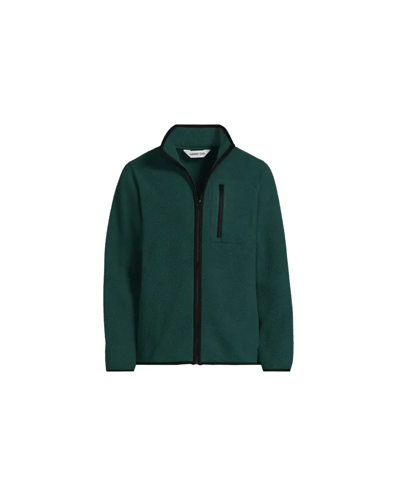 Lands' End Teddyfleece-Jacke mit Reißverschluss, Herren, Größe:44-46 regular, Grün, Polyester, by Grün