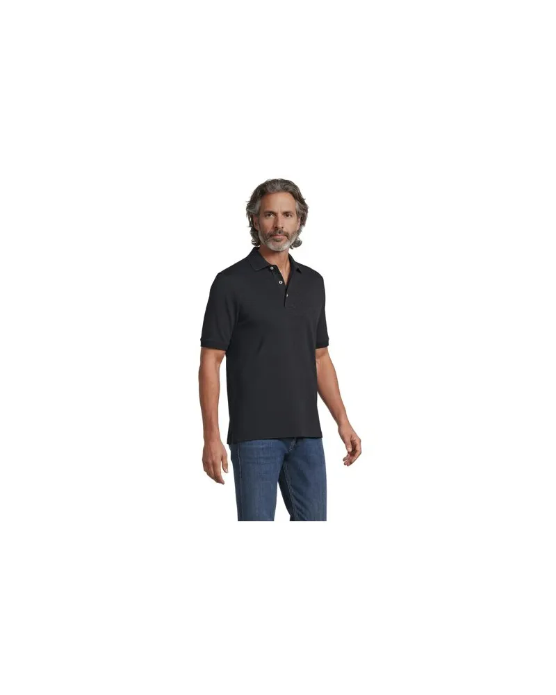 Lands' End Supima Kurzarm-Polo, Classic Fit, Herren, Größe:60 tall, Schwarz, Baumwolle, by Schwarz