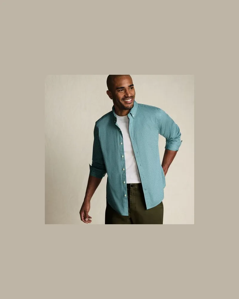 Lands' End Ultimativ-Hemd, Tailored Fit, Herren, Größe:56-58 regular, Grün, Elasthan/Baumwoll-Mischung/Polyester-Mischung, by Grün