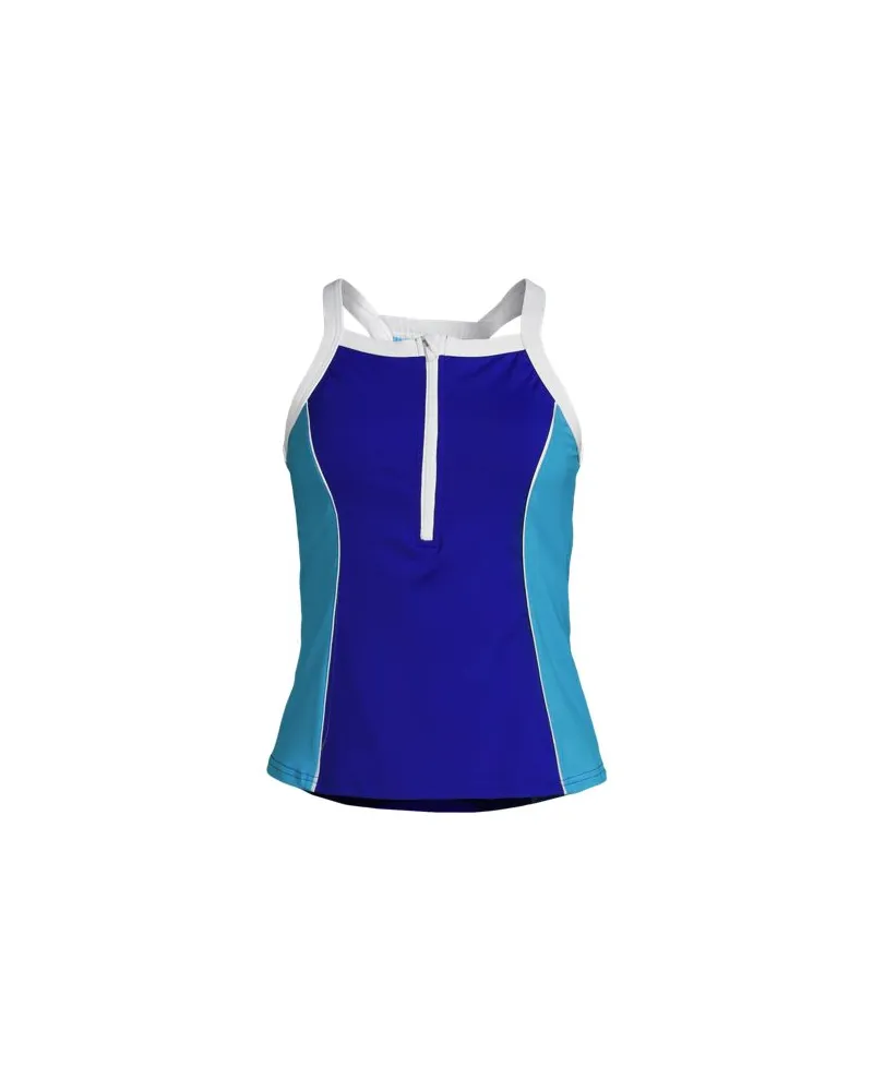 Lands' End Tankinitop mit hohem Ausschnitt, Zipper-Detail, Damen, Größe:34 regular, Blau, Elasthan/Nylon-Mischung, by Blau