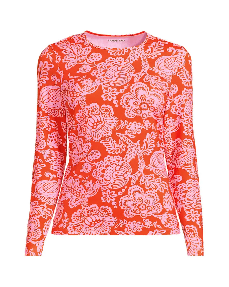 Lands' End Schnelltrocknendes UPF 50 Sonnenschutz-Badeshirt, Damen, Größe plus, Orange, Nylon-Mischung, by Orange