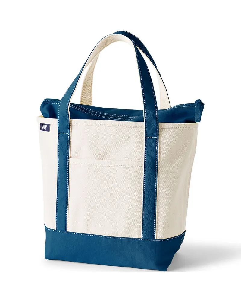 Lands' End Mittelgroße Canvastasche mit Reißverschluss, Damen, Größe:null regular, Blau, Baumwolle, by Blau