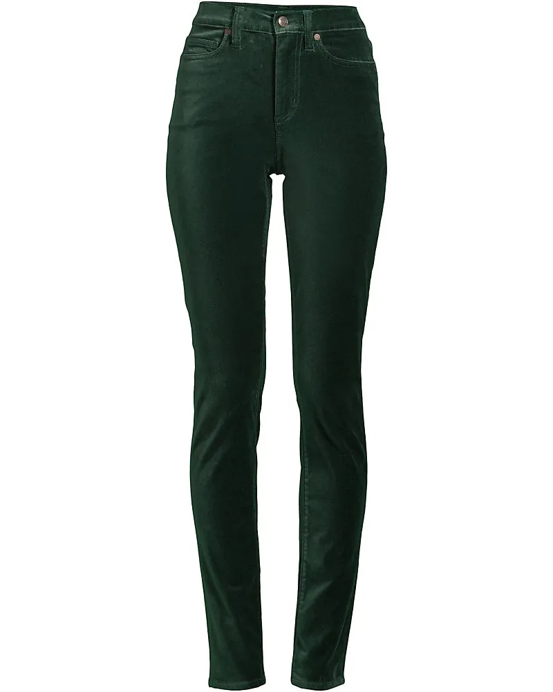 Lands' End Slim Fit Samthose High Waist, Damen, Größe plus, Grün, Baumwoll-Mischung, by Grün
