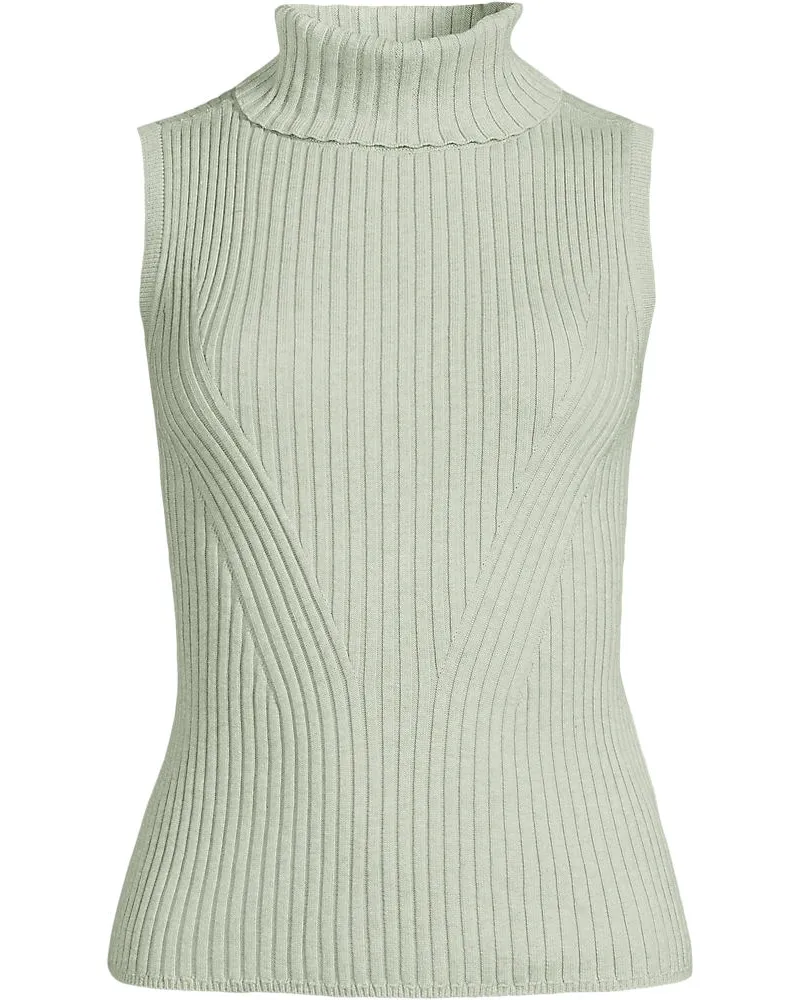 Lands' End Ärmelloser Rollkragenpullover, Damen, Größe regular, Grün, Baumwolle/Baumwoll-Mischung/Nylon-Mischung, by Grün
