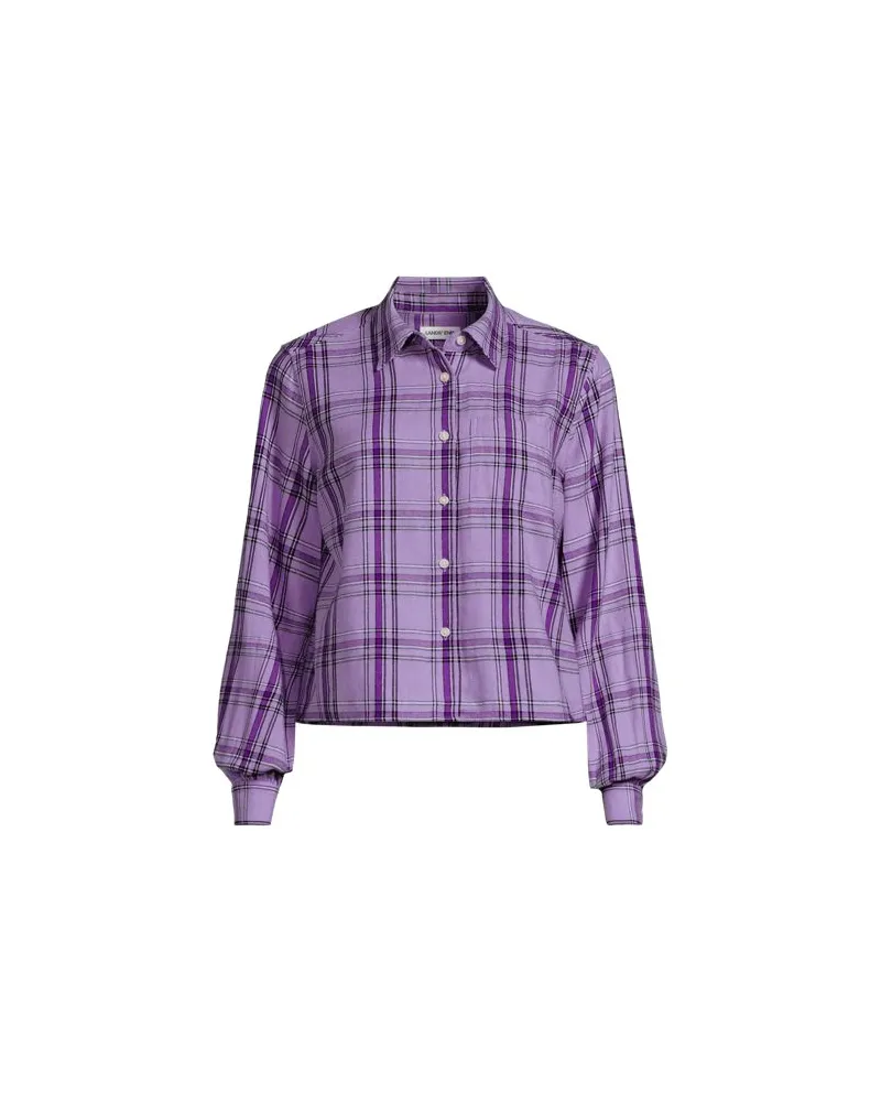 Lands' End Verkürzte Flanellbluse, Damen, Größe plus, Lila, Baumwolle, by Lila