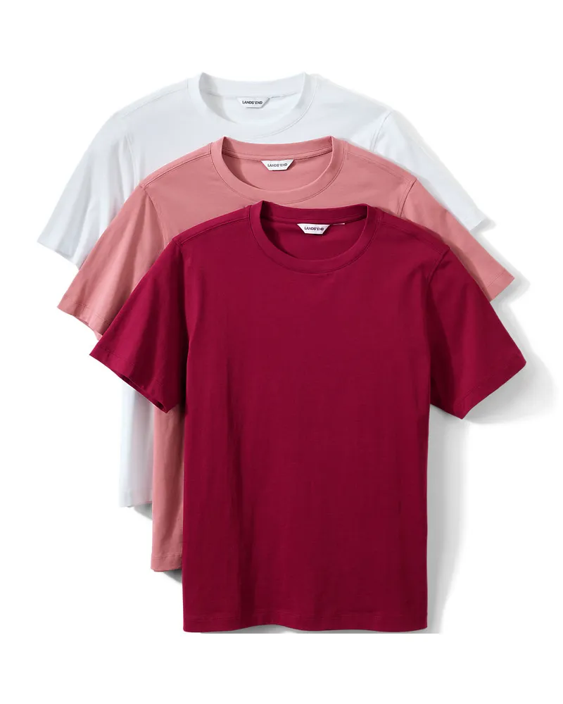 Lands' End Kurzärmelige Rundhalsshirts im 3er-Set, Herren, Größe regular, Sonstige, Baumwolle, by Sonstige