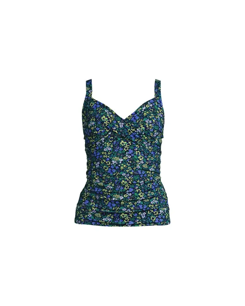 Lands' End Tankinitop CHLORRESISTENT mit V-Ausschnitt, Damen, Größe regular, Blau, Nylon-Mischung, by Blau