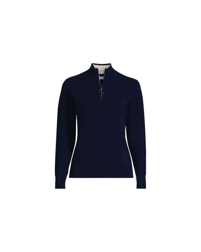 Lands' End Merino-Pullover mit Reißverschlusskragen, Damen, Größe:40-42 regular, Blau, Wolle, by Blau
