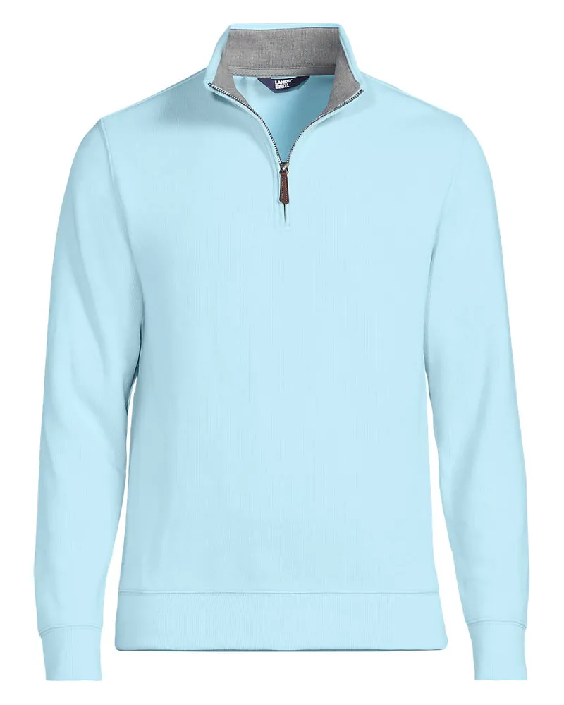 Lands' End Reißverschluss-Pullover aus Bedford-Ripp, Herren, Größe regular, Blau, Baumwolle, by Blau