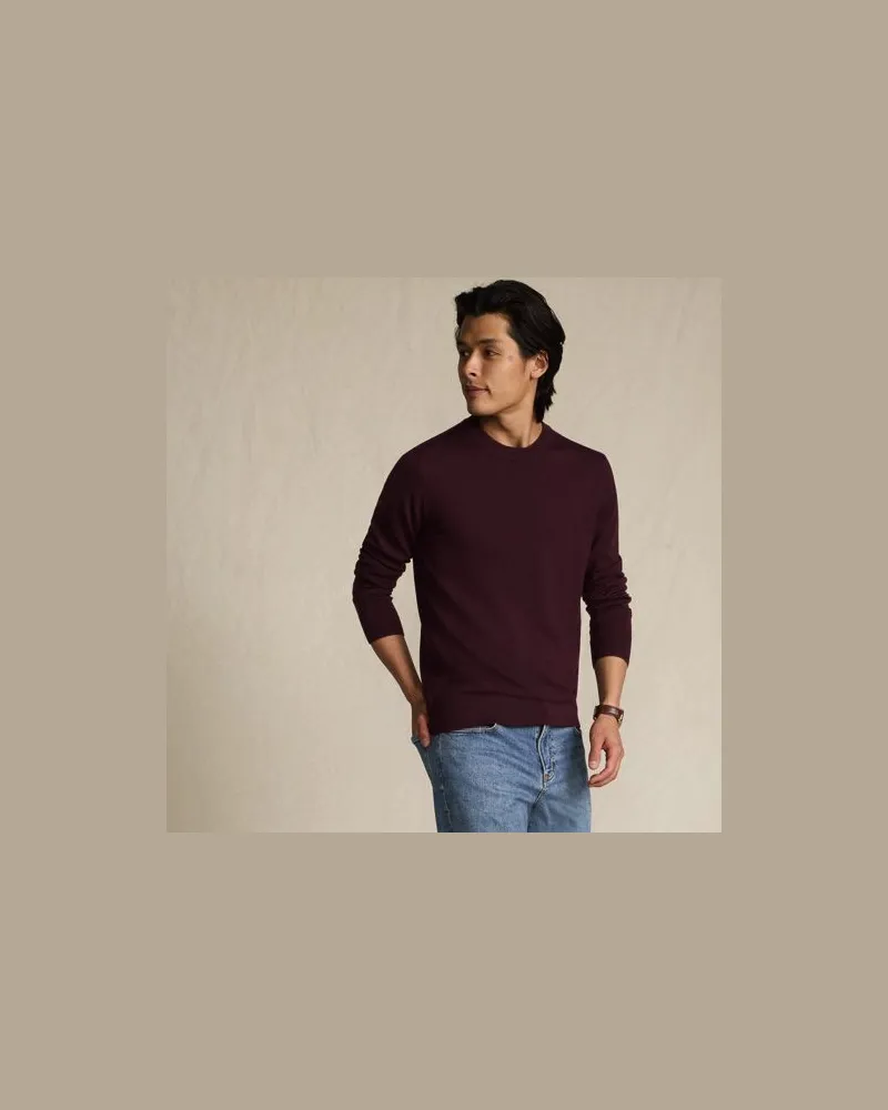 Lands' End Merino-Pullover mit Rundhals, Herren, Größe:48-50 regular, Rot, Wolle, by Rot