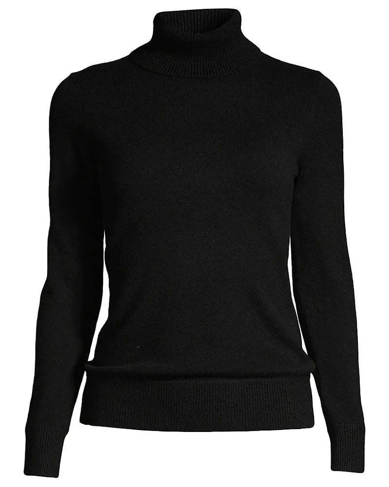 Lands' End Rollkragen-Pullover aus Kaschmir, Damen, Größe petite, Schwarz, Kaschmir, by Schwarz