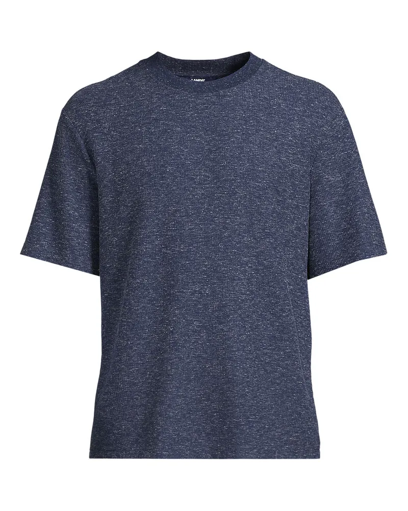 Lands' End Premium Shirt mit Leinen und Waffelstruktur, Herren, Größe regular, Blau, Leinen/Polyester-Mischung, by Blau