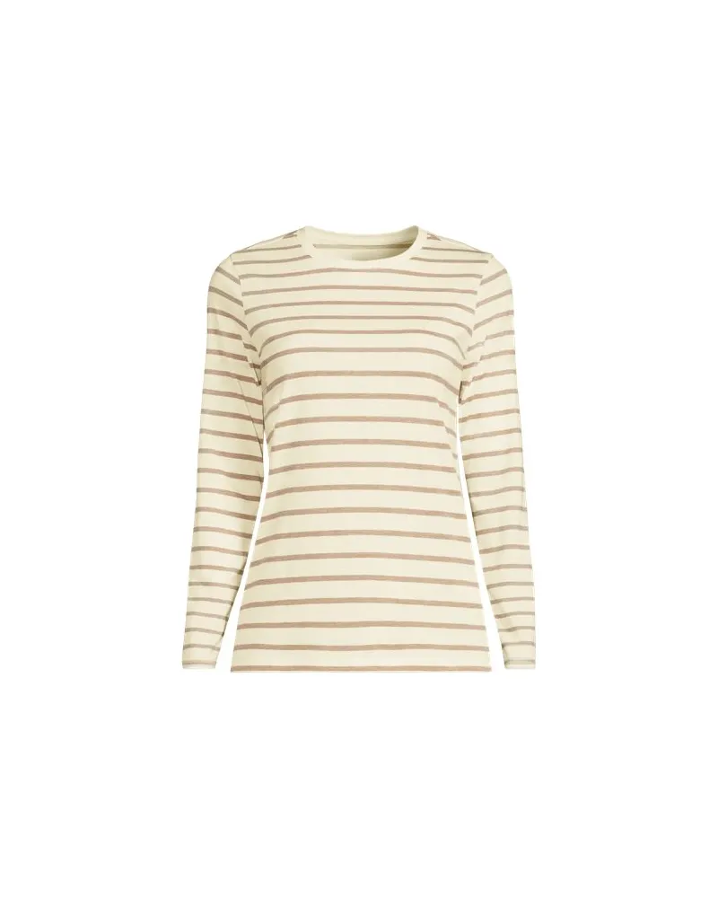 Lands' End Supima-Shirt, Langarm, Damen, Größe regular, Braun, Baumwolle, by Braun